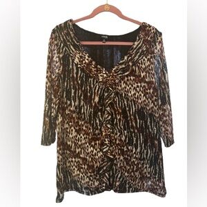 Rafaella Multicolor Animal Print Blouse